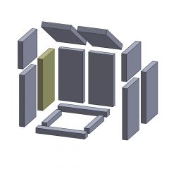 Wandstein vorne/hinten links/rechts 300x180x30mm (Vermiculite), passend für Caminos Rhombus** Kamine