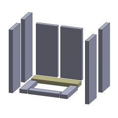 Bodenstein hinten 383x82x30mm (Vermiculite) passend für Caminos Zenturio **