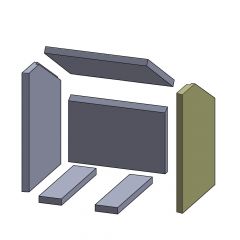 Wandstein rechts 366x306x20mm (Vermiculite) passend für Varde Ovne**