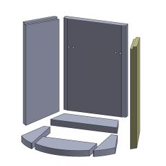 Wandstein rechts 430x215x25mm (Vermiculite) Feuerraumauskleidung, passend für Thorma** Kamine