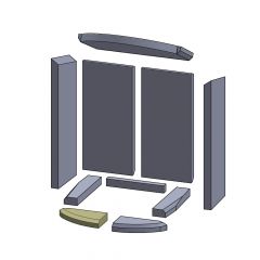 Bodenstein vorne links 161x80x25mm (Vermiculite), passend für Skantherm** Kamine