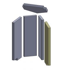 Wandstein rechts 550x248x30mm (Schamotte) für Novaline Pan**