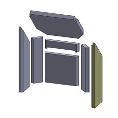 Wandstein vorne rechts 440x135x25mm (Vermiculite) passend für Fireplace Monte Carlo**
