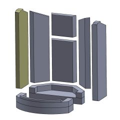 Wandstein vorne links 505x155x30mm (Schamotte) passend für Spartherm Senso S A/B **