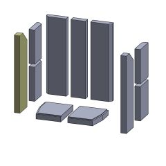 Wandstein vorne links/rechts 545x135x40mm (Schamotte) passend für Leda Lava **
