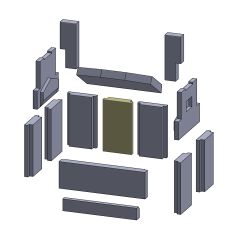 Rückwandstein mitte links/rechts 240x134x35mm (Vermiculite) passend für Wamsler **