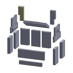 Rückwandstein oben link/rechts 209x75x35mm (Vermiculite) passend für Wamsler **