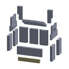 Vorderwandstein unten 345x55x35mm (Vermiculite) passend für Wamsler **