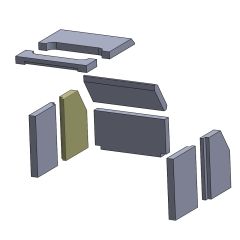 Wandstein hinten links 257x184x30mm (Schamotte) passend für Wamsler W1 **