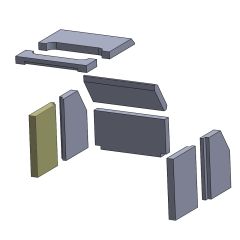 Wandstein vorne links/rechts 255x184x30mm (Schamotte) passend für Wamsler W1 **