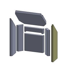 Wandstein vorne rechts 440x135x25mm (Vermiculite) passend für Elite **