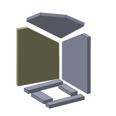 Wandstein links 537 x 396 x 30 mm (Schamotte) passend für Attika Quadro **