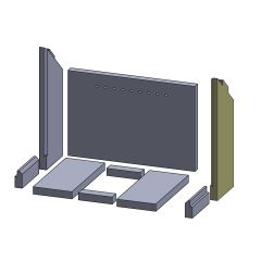 Wandstein hinten rechts 420 x 147 x 25 mm (Vermiculite) passend für Aduro 7 **