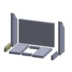 Wandstein vorne links/rechts 152 x 58 x 25 mm (Vermiculite) passend für Aduro 7 **