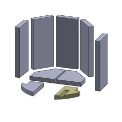 Bodenstein vorne rechts 175 x 115 x 25 mm (Vermiculite) passend für Rais 86 **