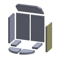 Wandstein rechts 390 x 203 x 20 mm (Vermiculite) passend für Attika Bando C **