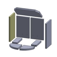 Wandstein links/rechts 380 x 198 x 20 mm (Vermiculite) passend für Attika **