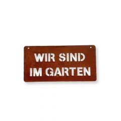 Edelrost Schild im Garten » Schamotte-Shop.de