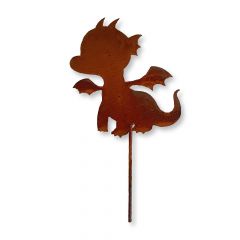 Edelrost kleiner Drache Pitu mit Stecker » Schamotte-Shop.de