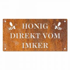 Honig direkt vom Imker Schild in Edelrost 40 x 20 cm