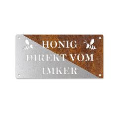 Honig direkt vom Imker Schild in Edelrost 40 x 20 cm
