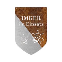 Wappen Imker im Einsatz, Schild in Edelrost » 30 x 20 cm 