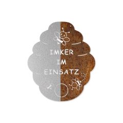 Edelrostschild Bienenstock - Imker im Einsatz