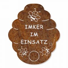 Edelrostschild Bienenstock - Imker im Einsatz