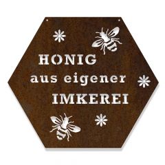 Wabenschild in Edelrost - Honig aus eigener Imkerei 