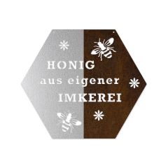 Wabenschild in Edelrost - Honig aus eigener Imkerei 