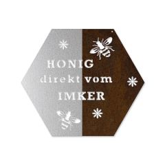 Wabenschild in Edelrost - Honig direkt vom Imker
