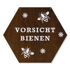 Edelrost - Vorsicht Bienen Wabenschild 