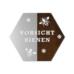 Edelrost - Vorsicht Bienen Wabenschild 