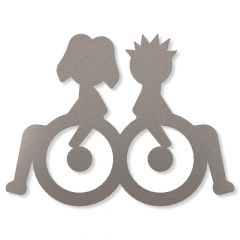 Piktogramm ''Rollstuhlfahrer Duo'' aus Edelstahl