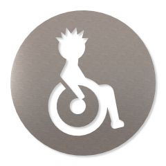 Rollstuhlfahrer Piktogramm rund aus Edelstahl