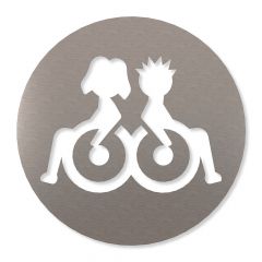 Rollstuhlfahrer Duo Piktogramm rund aus Edelstahl