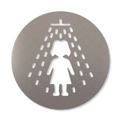 Dusche Damen Piktogramm rund aus Edelstahl