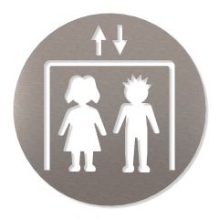 Fahrstuhl Piktogramm rund aus Edelstahl