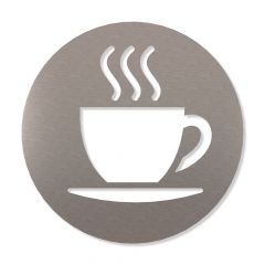 Rundes Piktogramm ''Kaffeepause'' aus Edelstahl