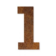 Edelrost Zahl 1 als Aufhänger, Stecker oder mit Fuß