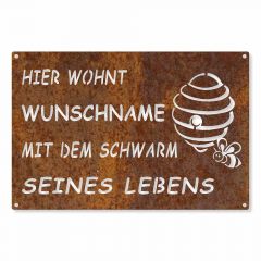 Edelrostschild mit Wunschname - mit dem Schwarm seines Lebens