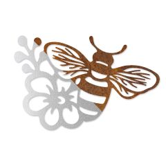 Edelrost Bienenaufhänger mit Blume von 16 bis 29,5 cm Höhe