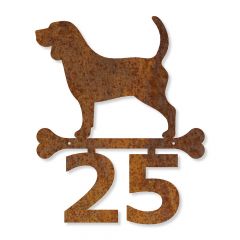 Edelrost Beagle Schild mit Ihrer Hausnummer
