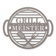 Edelstahl Schild Grillmeister mit Aufhänger