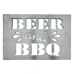 Edelstahl Schild Beer & BBQ mit Aufhänger 30 x 20 cm