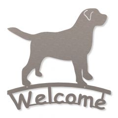 Edelstahl welcome wachender Labrador Aufhänger 25 cm bis 45 cm 