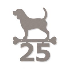 Edelstahl Beagle Schild mit Hausnummer