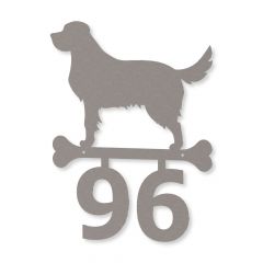 Edelstahl Golden Retriever Schild mit Hausnummer