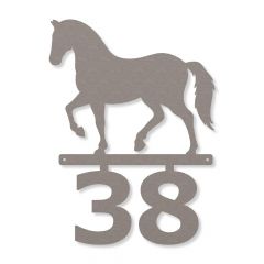 Pferd Schild mit Ihrer Hausnummer in Edelstahl