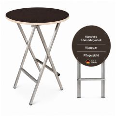 Stehtisch aus Edelstahl mit Holzplatte Schamotte-Shop.de